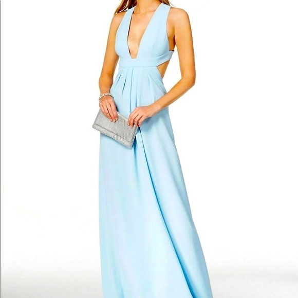 Jill Jill Stuart Navy Blue Plunge V- Neck Backless Maxi Gown​​​​ - Picture 1 of 10